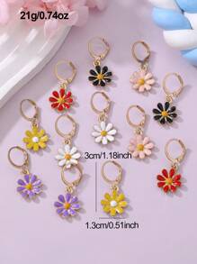 6 对女孩卡通吊坠耳环套装