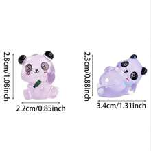 8pcs Luminous Colorful Resin Panda & Bamboo Sculpture, 2 Styles Glow-In-The-Dark Mini Panda Figurines, Handmade With Bamboo Stem, Multi-Functional Indoor/Outdoor Fairytale Garden Decor, Unique Home/Bedroom/Desk Decoration, Fun Party & Holiday Gift (Random Color & Style)