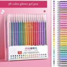 48色闪光凝胶笔，彩色闪光凝胶墨水笔，适用于子弹日记、艺术、剪贴簿、霓虹金属荧光笔、成人发光凝胶笔、返校