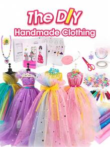 378 件全新 DIY 手工娃娃衣服设计材料套件，女孩制作衣服和配饰的工艺用品，审美发展和动手能力培养，生日/节日礼物 - 彩色 - 查看 2