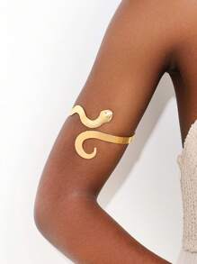 1 件时尚个性化金属蛇形线圈设计手镯，独特的金色蛇头袖口，适合派对、聚会、送给女朋友、妈妈的礼物、节日派对、街头嘻哈风格 - 小蛇 - 查看 8