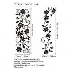 黑藤3D蝴蝶玻璃贴纸墙贴背景墙卧室房间浴室装饰可移除墙壁贴自粘墙贴 - 黑色 - 查看 4