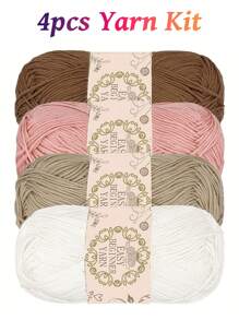 4pcs Soft Acrylic Yarn Skeins - 100% Acrylic, Fluffy & Soft, Suitable For Beginner Crochet Projects - Great For Hats, Gloves, Clothing, Blankets - Multi Colors (Beige, Cream, Yellow), Crochet Yarn