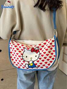 Sanrio Sanrio KT Cat Crossbody Canvas Bag Women's Shoulder Bag Cartoon Cute Dumpling Bag, Large Capacity Storage Bag