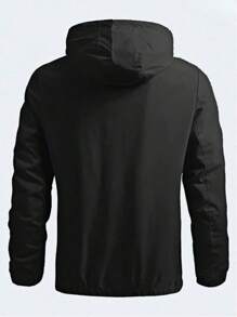 Men's Hooded Zip Up Jacket, Lightweight Black Long Sleeve Hooded Outwear Jacket, Great Gift For Friends, Husband Or Boyfriend - 黑色 - 查看 3