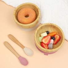 Bamboo Bowl With Suction Cup + Beechwood Spoon, For Infant/Toddler - Multicolor - View 4