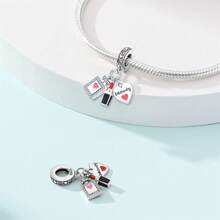 925 Sterling Silver Women's Jewelry Lipstick Perfume High Heels Imitation Series Charms Dress And Flower Charms Red High Heels Charms Suitable For Women's Bracelets DIY Jewelry Making And Daily Clothing Matching Jewelry Decoration Suitable For Girls