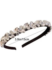 1pc Minimalist Chic Rhinestone Headband, Luxurious And Shiny Hair Accessories, Anti-Slip - Silver - View 10