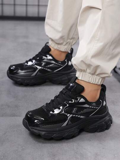 1 Pair Sneakers For Teens, Spring & Autumn Low-Top Mesh Casual Shoes, Fashionable Color Matching, Versatile For Daily Wear, Lace-Up Style, Easy On/Off, Lightweight Breathable Shoes, Toe Protection Design, Suitable For School/Campus