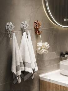 1 件装旋转真空吸盘浴室挂钩，强力粘合，无损，无需钻孔，适用于厨房、浴室壁挂 - 彩色 - 查看 1