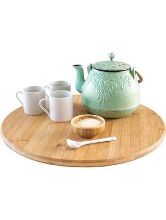 1 个 8/9/10 英寸竹木披萨盘，用作烤盘、面包盘、蛋糕盘、西餐盘、水果盘、肉盘、甜点盘，适合家庭圣诞礼物