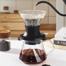 Reusable Coffee Dripper, Clever Cup, Coffee Filter, Can Filter Coffee, Tea And Juice, Model V01 Suitable For 1-2 Servings And V02 Suitable For 1-4 Servings, Barista Hand Drip Coffee Tool, Suitable For Kitchen, Bar, Outdoor, Cafe, Resin Material Anti-Drop And Durable - Black - View 2