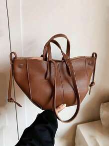 Bolso de mano grande con capacidad de un hombro y bandolera, de unicolor y estilo minimalista, para viajes