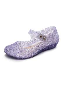 Sepatu Putri Musim Semi/Panas untuk Anak Perempuan, Sandal Anak Perempuan, Sandal Kristal dengan Tali Perekat dan Penutup Jari Kaki, Nyaman dan Bernapas untuk Dipakai di Dalam & Luar Ruangan - Purple - View 6