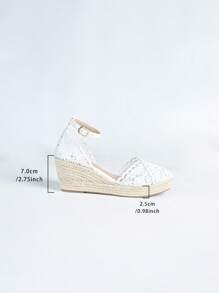 Women's Hemp Rope Wedge Lace Breathable Hollow Out Round Toe Sandals, Platform High Heel Woven Fisherman Casual Shoes, Versatile