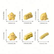 3 件装可爱卡通鸡树脂小雕像、迷你景观桌面装饰品、DIY 花园装饰配件 - 彩色 - 查看 3