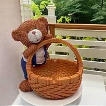 1pc Resin Sculpture Bear Decoration, Desktop Key Holder, Planter Decor, Bookshelf, Home/Office/Cafe Decor, Entryway Display - Brown - View 6