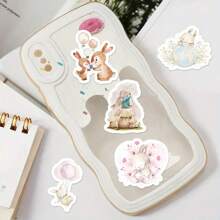 46 unidades Pegatinas de conejitos lindos, apropiadas para portátil, botella de agua, computadora y teléfono, regalo de Pascua, suministros escolares, de vuelta a la escuela papelería manualidades libro de sticker estikers - Multicolor - Ver 6