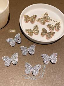 10 件时尚蝴蝶发夹，甜美风格发饰适合日常使用 - 彩色 - 查看 2