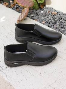 New Women's Black Casual Slip-On Loafers, Comfortable Soft Sole Lightweight Sneakers, Minimalist Fashion, Suitable For Commuting And Office Wear, Lightweight And Comfortable For Long Standing, Versatile Casual Work Shoes