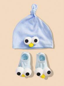1 Set Bebé 0-1 Años Sombrero Cute Ojos Grandes Multicolor, Set de Sombrero y Calcetines de Bebé, Lindo Set de Calcetines Princesa y Gorro de Primavera/Verano para Uso Diario Recién Nacido