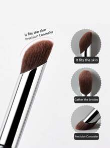 4/3/2/1支装黑色圆头遮瑕刷，不留刷痕，遮盖痘痘、痘印、黑眼圈，粉底刷、遮瑕刷、腮红刷、修容刷、腮红刷、古铜粉刷、散粉刷、粉底刷、腮红刷 - 彩色 - 查看 3