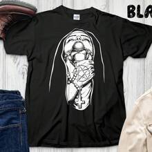 Choked Up Nun Unisex T-Shirt Bondage Naughty Girl, Unholy Nun Shirt, Sexy Pinup, Aesthetic Clothing Gift For Friends, Sexy Provocative - 黑色 - 查看 1