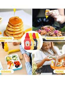 12件迷你调味瓶迷你番茄酱瓶调味挤压瓶塑料便携容器瓶办公室午餐盒野餐油酱蜂蜜沙拉酱香料瓶厨房用具公寓必备 - 彩色 - 查看 6