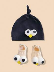 1 Set Bebé 0-1 Años Sombrero Cute Ojos Grandes Multicolor, Set de Sombrero y Calcetines de Bebé, Lindo Set de Calcetines Princesa y Gorro de Primavera/Verano para Uso Diario Recién Nacido
