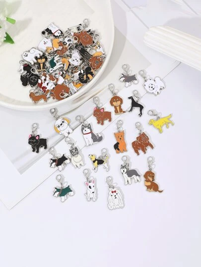 1 金属时尚宠物钥匙链狗狗吊坠动物珐琅钥匙扣女士包包饰品女友礼物汽车配件包包挂饰校园卡通动物可爱哥特Y2K包包配件挂绳带证件夹汽车配件包包挂饰圣诞节汽车配件教师姐妹礼物创意