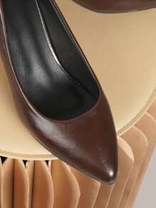 女士休闲百搭高跟便鞋，适合婚礼 - 酒紅 - 查看 8