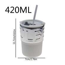 1 件装玻璃杯高美观咖啡杯奢华牛奶杯家用水杯带吸管茶杯