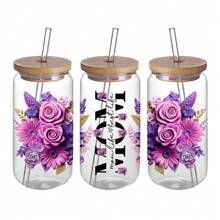 4 piezas Pegatinas de transferencia DTF UV con el mejor patrón floral de mamá para vasos Libbey de 16 onzas - Calcomanías resistentes para tazas, botellas, útiles escolares y manualidades DIY - Diseño de envoltura resistente al agua y reutilizable de fácil aplicación - Regalo perfecto para el Día de la Madre