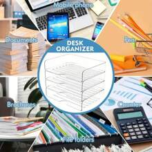 2 Piezas/Bandeja de Archivo de 4 Piezas, Caja de Almacenamiento de Papeles, Bandeja de Cartas, Caja de Almacenamiento de Escritorio Apilable Transparente, Perfecta para Almacenar Papeles, Tabletas, Cartas, Documentos de Oficina, Libros, Notas, Carpetas - color transparente - Ver 9