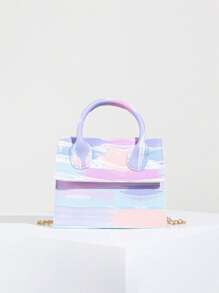 Shiny Patent Leather Chain Strap Handbag - Multicolor - View 3