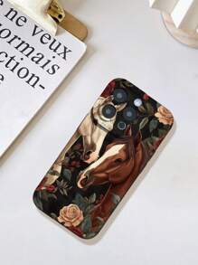 1 件 TPU 磨砂手机壳，带玫瑰和马图案，适用于 Apple 7 7P X XS XR XSMAX XR 11 12 13 14 15 16 系列、A05 A05S A52 A53 A13 A14 A04S A35....系列 S22U S23U S24U 系列、Redmi Note 系列、Oppo A 系列、Reno 系列和 Infinix 系列智能手机 - 彩色 - 查看 2