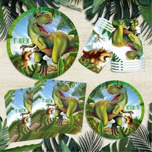 10/20/50pcs Disposable Dinosaur Themed Party Supplies, Suitable For 1st Birthday Party, T-Rex Themed Tableware Decor, Birthday & Picnic