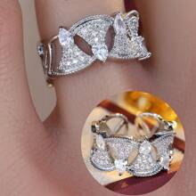1pc Women's Luxury Style Open Ring Inlaid Synthetic Zirconia Stone Versatile Daily Accessory