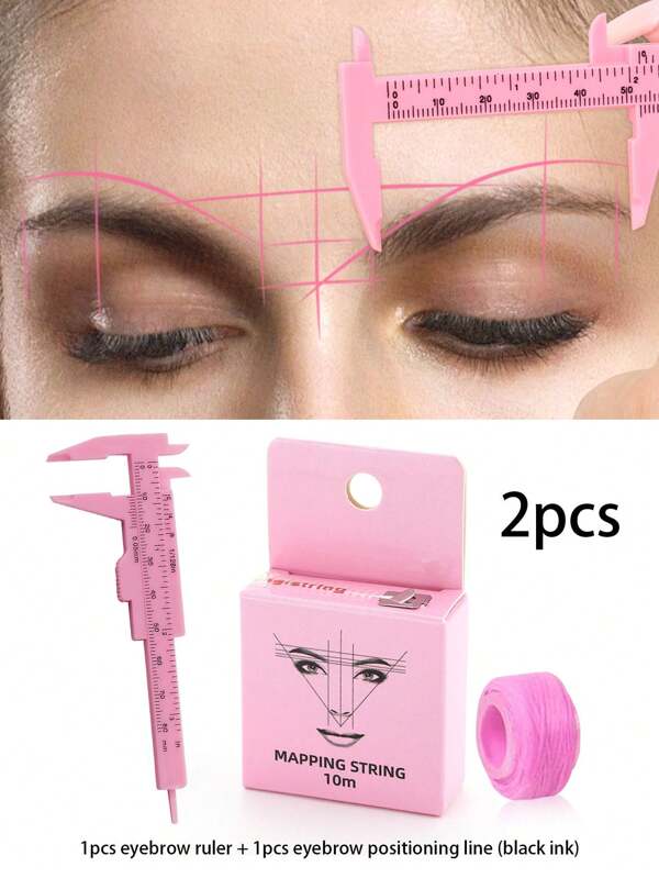 1pc Mini-Size Plastic Eyebrow Measuring Ruler, Eyebrow Drawing Ruler Tool, Mini Vernier Caliper Double-Scale Plastic Ruler, Vernier Caliper Micro-Carving Eyebrow Tattoo Artist Makeup Ruler Pink, Portable Plastic Eyebrow Ruler, Vernier Caliper, Tattoo Ruler, Ruler, Permanent Makeup Measuring Tool, Makeup Tool,Eyebrow Tattoo Ruler+Eyebrow Positioning Line Black Ink.