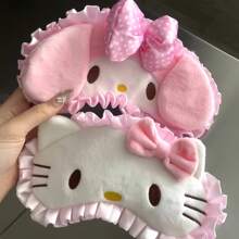 Sanrio 1 件  卡哇伊粉色毛绒 3D 眼罩可爱配件遮光眼罩生日礼物旋律睡眠眼罩