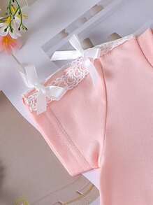 2pcs Baby/Baby Girl Cute Casual Pink Short Sleeve Top + Skirt Outfit Set, Lightweight Summer - Pink - View 5