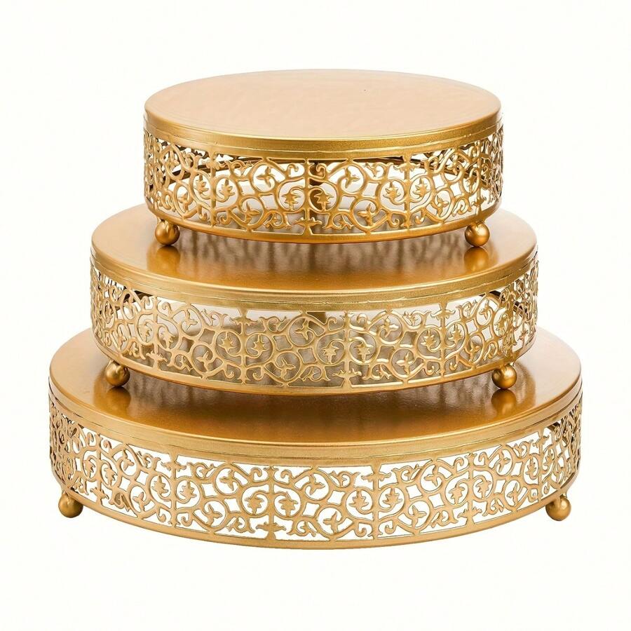 1pc Circular Metal Cake Rack Tray, Suitable For Weddings, Parties, Birthdays, Desserts, Candies, Cupcakes, And Tabletop Decorations