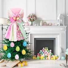 Easter Tree Topper Hat With Bunny Ears Cute Plush Top Hat Treetop Decoration Holiday Ornament For Home - Colorful - Easter Egg Random Colors - View 6