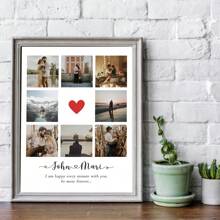 1 pieza Colección de fotos personalizadas de pareja, impresión personalizada de fotos de amor como regalo para novio, novia, cumpleaños, compromiso, aniversario, graduación, Día de San Valentín, Navidad, regalos para pareja, esposa, mejor amiga, familia. Regalo del Día de San Valentín para él, pinturas colgantes de aniversario, decoración del hogar, sala de estar, dormitorio