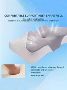 1 PIEZA Almohada ortopédica con forma de mariposa de espuma viscoelástica - Soporte ergonómico para la columna cervical, rebote lento, almohada para el cuello para dormir, apta para dormir de lado y boca arriba, promueve el posicionamiento correcto de la columna, baja alergénica, funda de almohada lavable a máquina