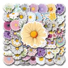 55 piezas Pegatinas lindas de margaritas Pegatinas de flores para botellas, portátiles, equipaje, diarios, hermosas pegatinas de plantas, calcomanías de vinilo - Multicolor - Ver 5
