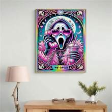 DIY Diamond Painting Kit - Colorful Cartoon Skull Pattern, Includes Round And Square Diamonds, Handmade Mosaic Art, Home Decor, Craft Supplies Gift Set - Multicolor - View 4