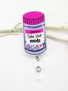 1pc Retractable Medicine Badge Reel Holder - ID Clip, Name Tag, Nurse Doctor Volunteer Employee Accessory, Easy To Use, And Convenient - Purple - View 2