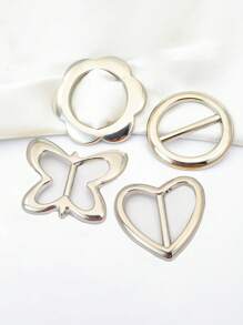 4pcs Multifunctional Clothing Corner Buckles, Round/Heart-Shaped For T-Shirt Hemming, Scarf Clamps, Spring/Summer - Silver - View 6