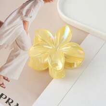 1pc Iridescent Daisy Flower Hair Claw Clip, Colorful Floral Oval Leather Texture Flat Hair Accessory, Ponytail Hair Claw Clip Hair Clips Hair Jaw Clip Hair Clamps Hair Clutch Hair Catcher Clip